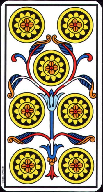 Siete de Oros del Tarot de Marsella