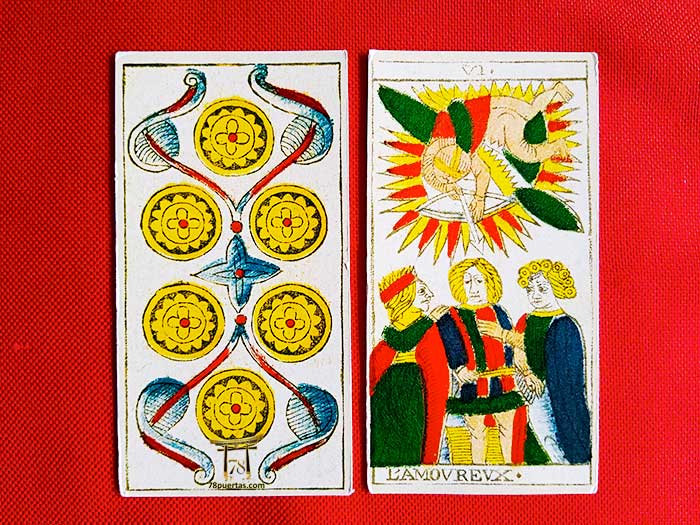 6 de Oros y Arcano Mayor del Enamorado del Tarot